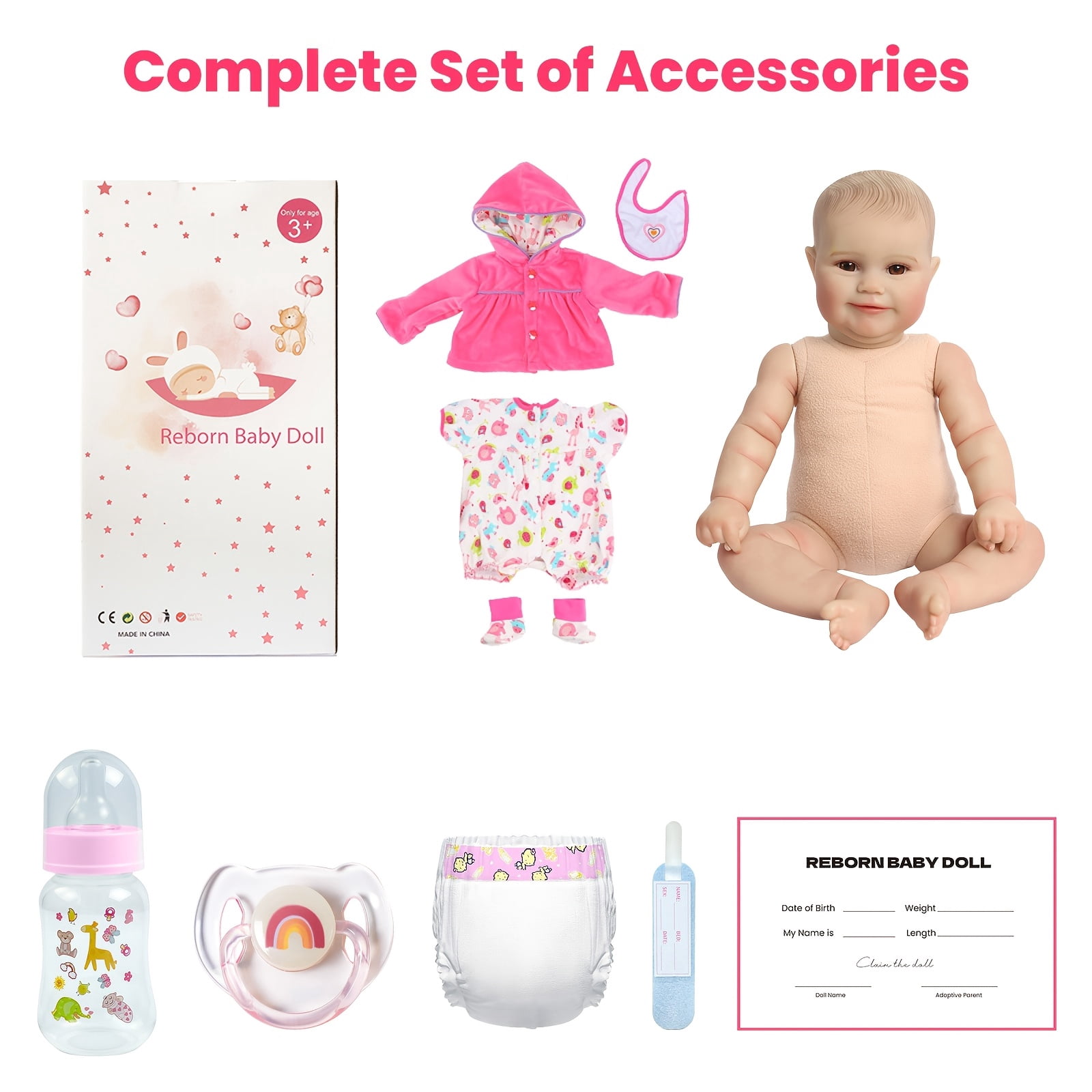 20 Inch Reborn Baby Doll Sunny, Cute Soft Vinyl Realistic Baby Doll, Poseable Smiling Newborn Doll, Perfect Gift For Kids Age 3+ Christmas Gift