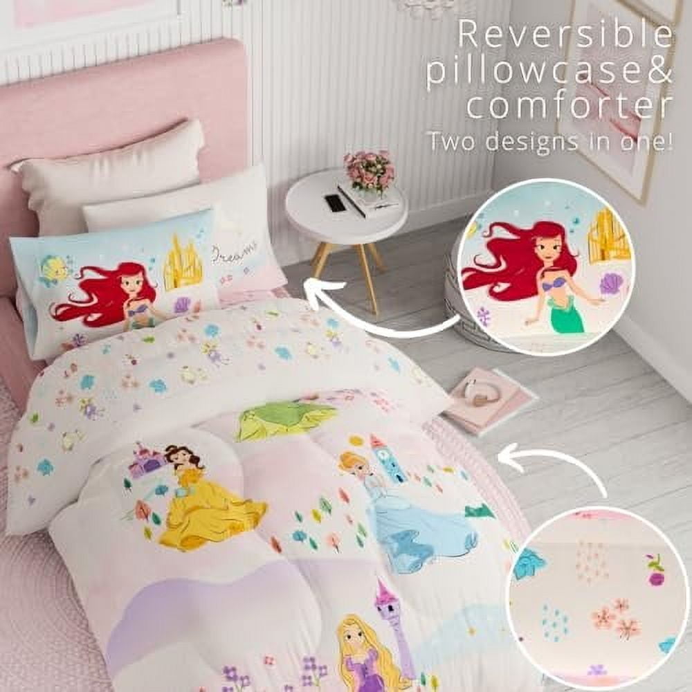 Franco Disney Princess Kids Bedding Twin Comforter and Sheets, 4 Piece Set