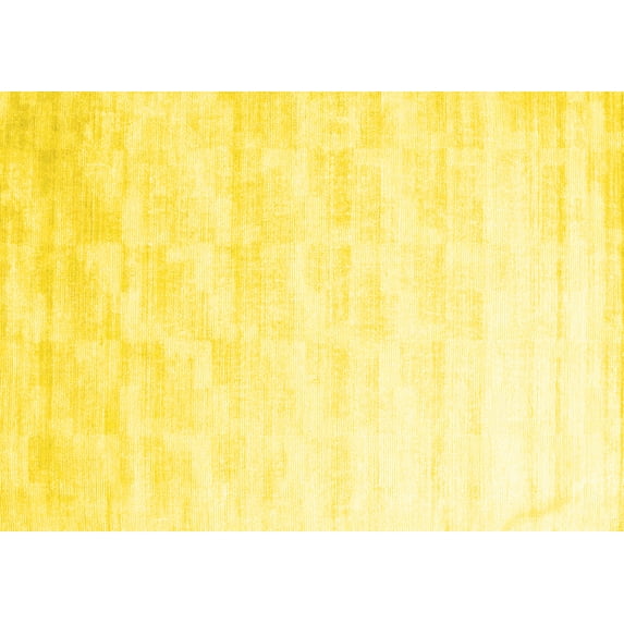 Ahgly Company Machine Washable Indoor Rectangle Solid Yellow Modern Area Rugs, 6' x 9'