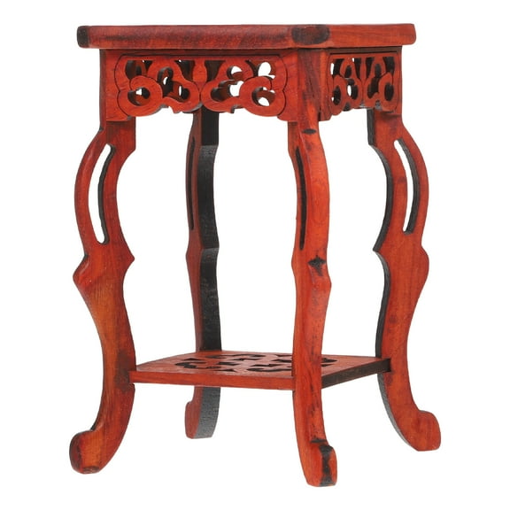 HOOWIFFY Wood Display Pedestal Vase Stand Dark Red for Bonsai Artistic Indoor Plant Display
