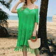 thumbnail image 2 of Liquidation d'Été 2025! Robe Grande Taille pour Femmes, Liquidation d'Été pour Femmes, Robe de Plage en Chiffon à Franges Couleur Unie à la Mode pour Femmes, 2 of 5