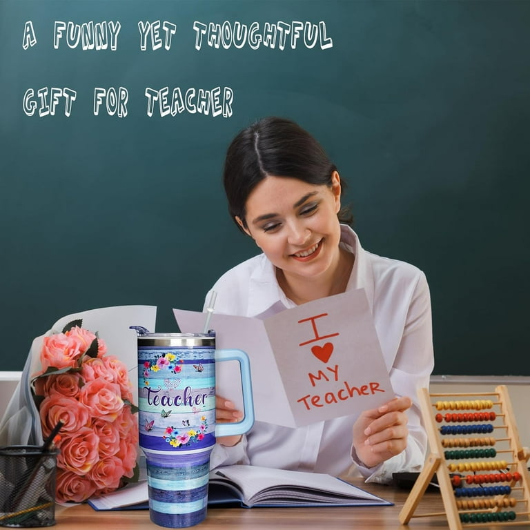 Teacher 40 oz Tumbler Appreciation Gifts for Women with Handle