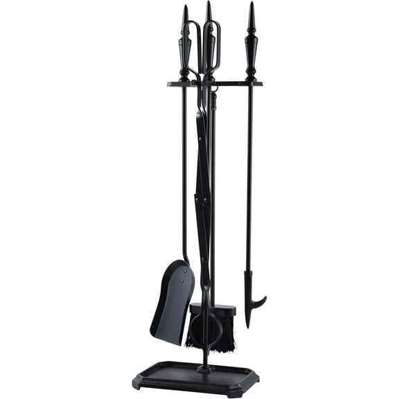 Gothic Fireplace Tools Set, 5-Pieces Indoor Outdoor Sturdy Fire Place Poker Sets with Gothic Handle, FTS35BK,Fireplace Stove