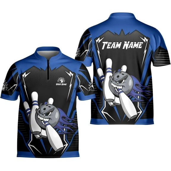 Custom Bowling Jersey for Men & Women - Style Shirts for Team (Blue, 5XL)
