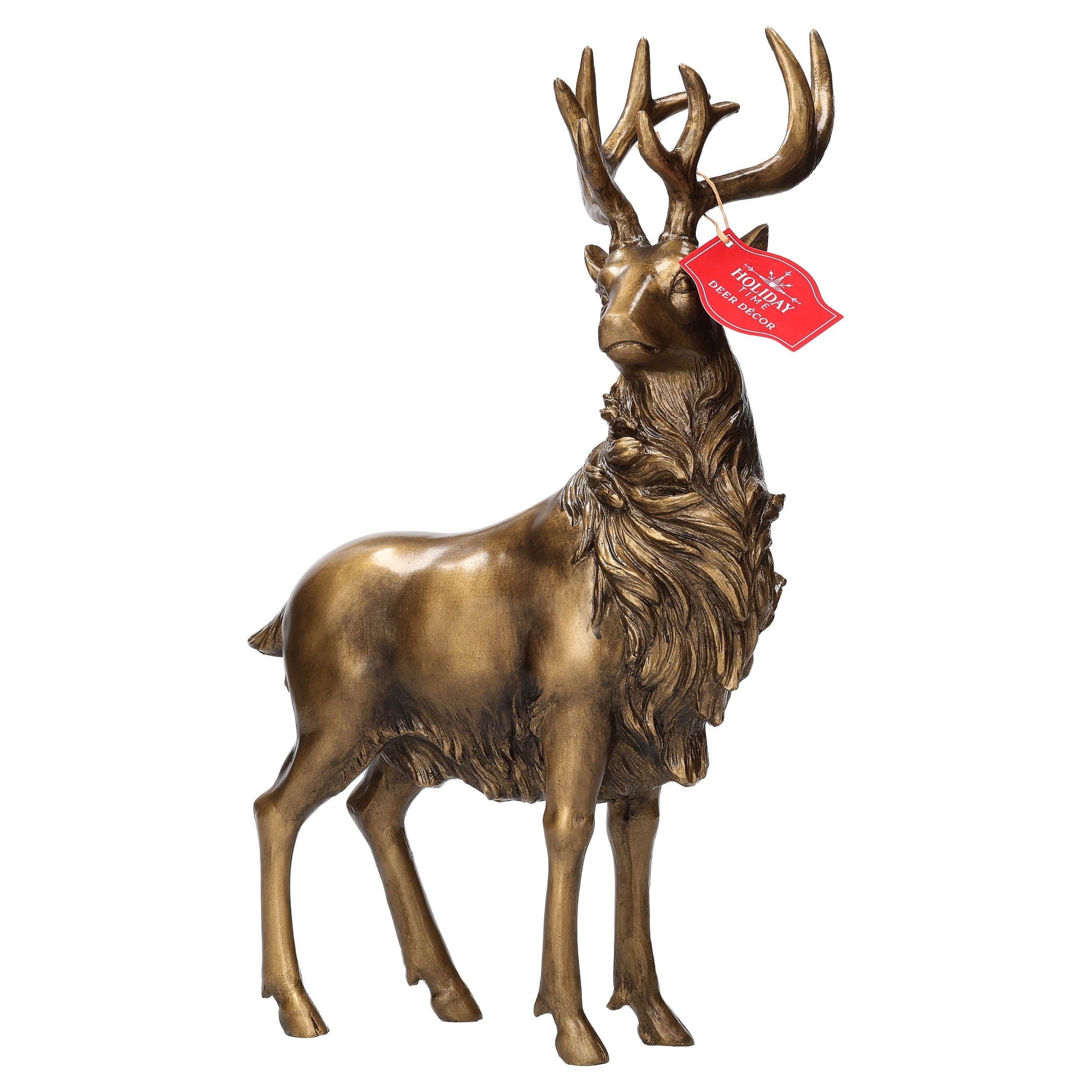 Standing Deer Christmas Decoration, Gold, 15.5", by Holiday Time