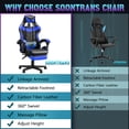 thumbnail image 6 of Huracan PU Leather Gaming Chair with Footrest & Lumbar, Adjustable Armrests/Headrest Computer Gamer Chair for Adults, Office/Game/Home, Bule, 6 of 7