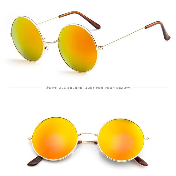 YVNAURA Vintage Retro Round Frame Sunglasses for Women Men Under $8 Unisex Driving Shades with UV400 Lightweight Metal Eyewear for Outdoor Travel Beach Daily Wear