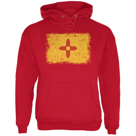 Born and Raised New Mexico State Flag Mens Hoodie Red LG