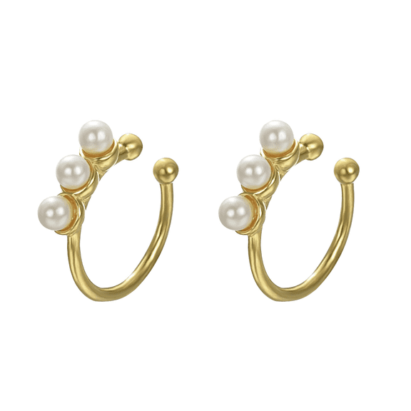 Yoursfs 2pcs Ear Cuffs Earrings For Women 18K Gold Plated with Pearl Clip on Cartilage Earrings Cuffs Trendy Jewelry Gift