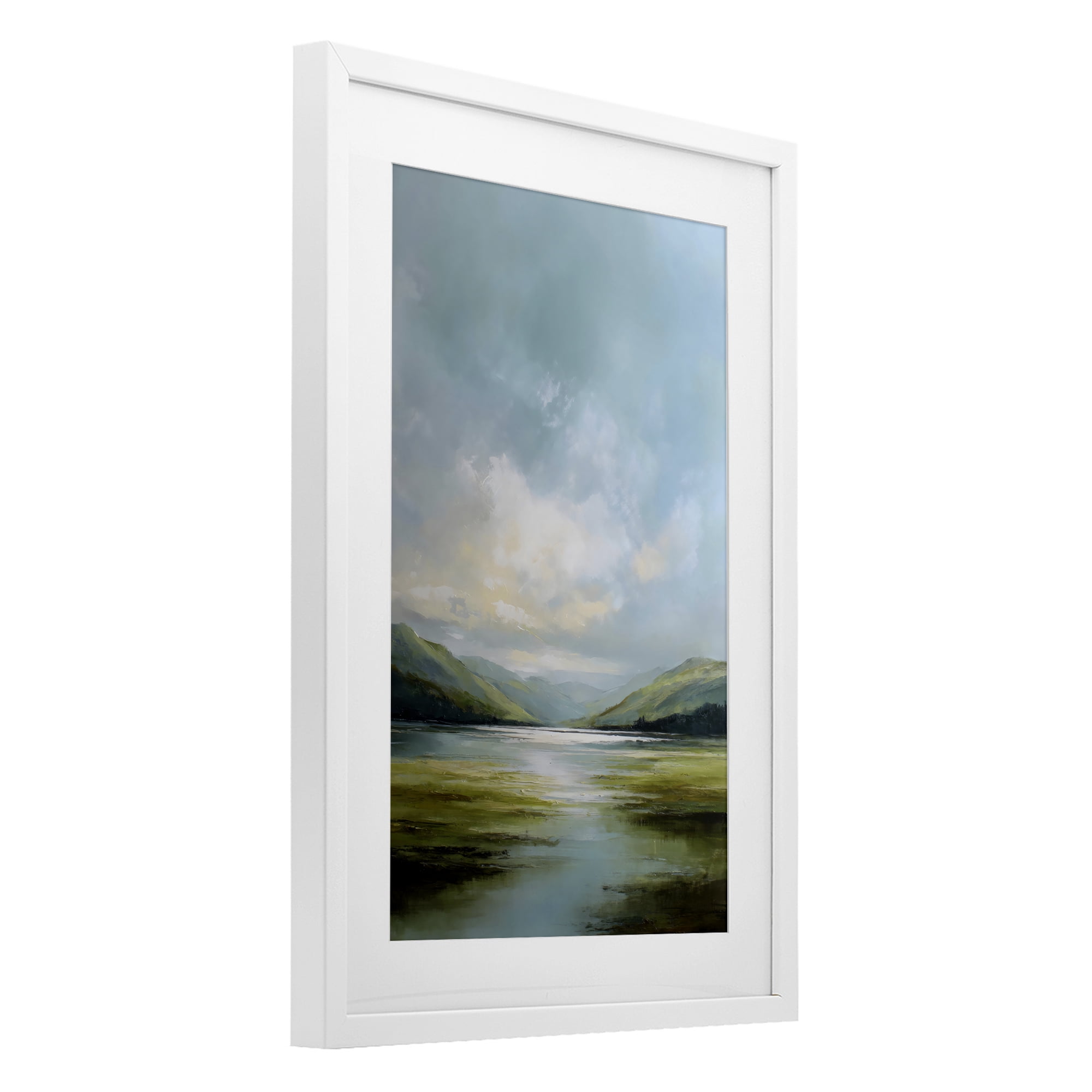 Stupell Industries Here Comes Sun over Valley White Framed Print Under Glass, design by Petal Prints Design