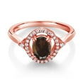 thumbnail image 2 of Gem Stone King 1.09 Ct Oval Brown Smoky Quartz 18K Rose Gold Plated Silver Ring (Size 6), 2 of 4