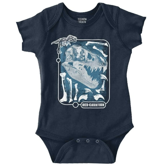 Dinosaur Skull Skeleton RexCavation Romper Boys or Girls Infant Baby Brisco Brands NB
