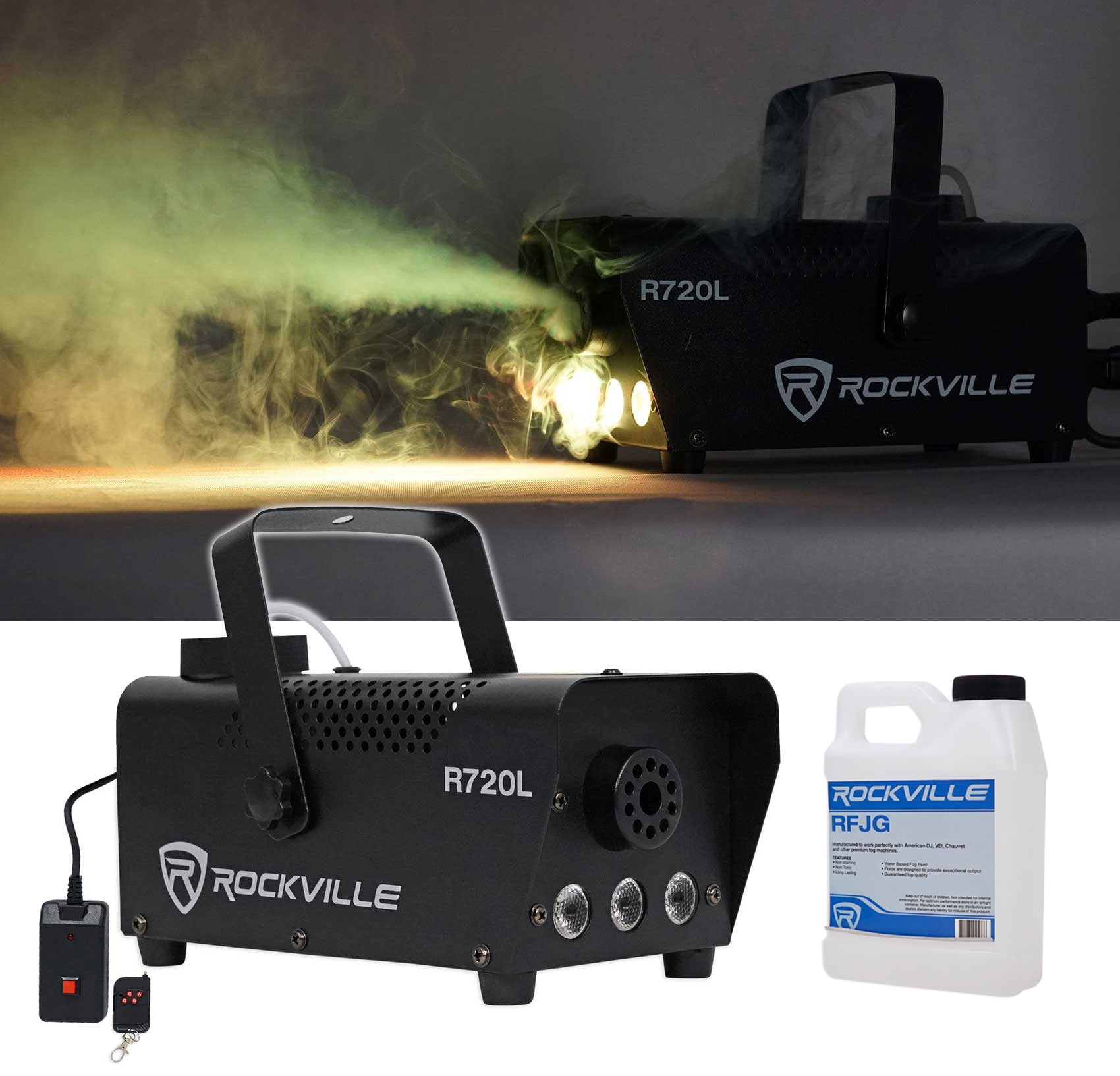 Rockville R720L LED Fog/Smoke Machine w/Remote+MINI STROBE LED (replaces CH-730)