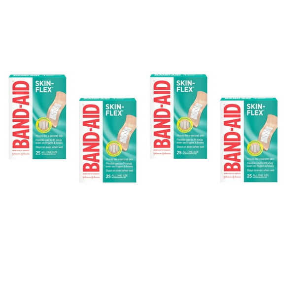 BAND-AID Skin-Flex Adhesive Bandages, All One Size 25 ea (Pack of 4)