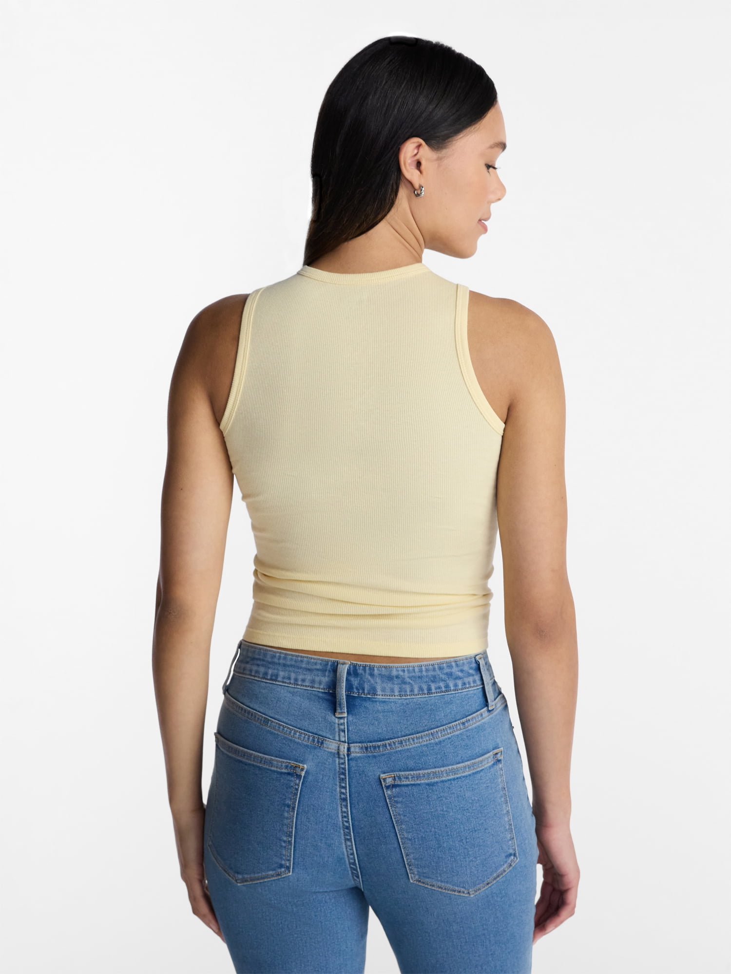 No Boundaries Ribbed High Neck Tank Top, Women's XXS-XXL