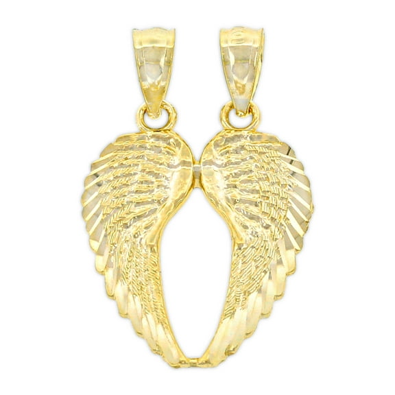 Charm America - Gold Break-Apart Angel Wings Charm - 10 Karat Solid Gold