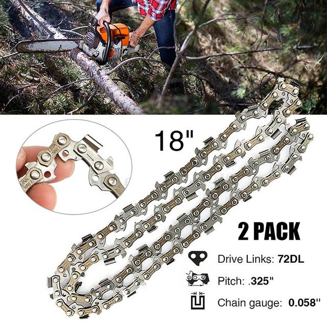 2 uds 18 pulgadas cadena de motosierra paso de hoja 0.325 "0.058 calibre 72dl cadenas de motosierra de repuesto 72 eslabones 18" ZefeiWu 8390611524111