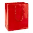25 Red Gloss Laminated Heavy Paper Tote Bag with Soft Cord Handle (8"x4"x10")