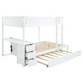 thumbnail image 4 of Twin Trundle Bunk Bed With Storage And White Desk - Ideal For Bedroom Decor Trundle, Families Practical Choice, 4 of 6