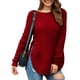 thumbnail image 1 of Top de otoño tejido con dobladillo dividido, suéter tejido para mujer, Top tejido de manga larga, suéter tejido para mujer, resultados impresionantes, 1 of 5