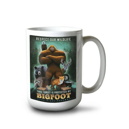 

Lantern Press 15 fl oz Ceramic Mug Bigfoot Typography Dishwasher & Microwave Safe