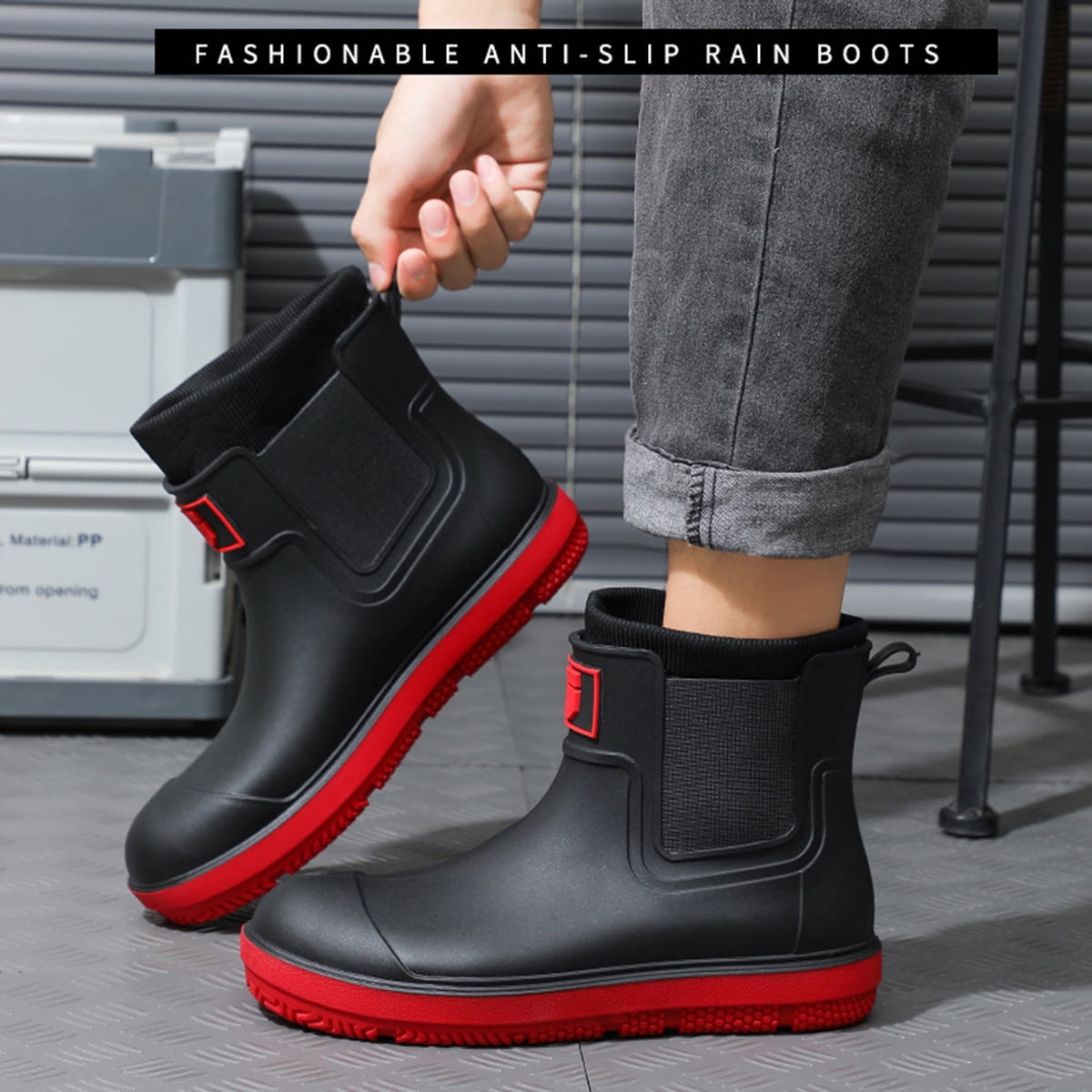 AUXDIQ Rain Boots Men Short Ankle Women Waterproof Rain Boots Outdoor Garden Shoes