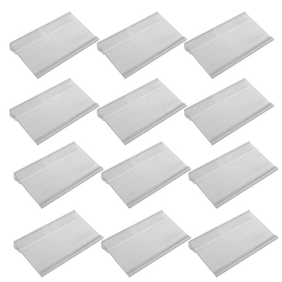 60 Pcs Plastic Sign Label Holder Hanging Hook Shelf Retail Price Tag Label Merchandise Sign Display Holder Stand (Transparent)