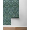 thumbnail image 4 of Seabrook Designs Prussian Blue & Moss Green Victorian Garden Floral Prepasted Wallpaper - 20.9 in. W x 33 ft. Roll, 4 of 6