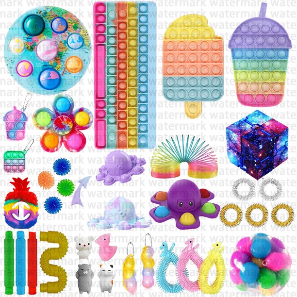 Biekopu 35Pcs TIK Tok Fidget Toys Pack Sensory Fidget Toys Push Bubble