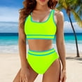 thumbnail image 2 of YUIVH Women's High Waisted Bikini Sets Sporty Two Piece Swimsuits Color Block High Cut Bathing Suits Sexy Vacation Beach Wear Summer Beach Athletic Swimwear, 2 of 7