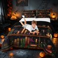 thumbnail image 3 of Homewish Vintage Witch Bookshelf Full Size Comforter Sets, Plant Skull Skeleton Bedding Comforter Set, Brown Black Purple, Black Reversible, 3pcs 1 Comforter and 2 Pillowcases, 3 of 5