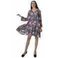 thumbnail image 2 of Moomaya Rayon Flared Dress For Womens Long Sleeve Printed V-Neck Casual Beach Dress For Girls, 2 of 7