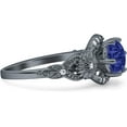 thumbnail image 6 of Art Deco Ring Sunflower Design Round Blue Sapphire Cubic Zirconia Black Tone 925 Sterling Silver, Size 6, 6 of 7