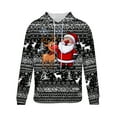 thumbnail image 4 of Men's Christmas Hooded Sweatshirt Retro Xmas Reindeer Snowflake Long Sleeve Pullover Jacket, 4 of 4