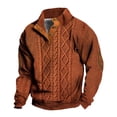 thumbnail image 4 of Rggeeun Mens Oversized Sweatshirt Neck Boho Cable-Knit Texture Thermal Long Sleeve Tops Fall Winter Button Down Pullover Travel Party Relaxed,Pink,2XL, 4 of 4