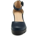 thumbnail image 4 of DADAWEN Women's Ankle Strap Platform Dress Wedding Shoes with Chunky Mid Heels and Closed Toe, 4 of 7