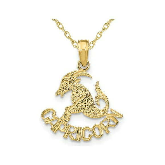 10K Yellow Gold CAPRICORN Zodiac Charm Astrology Zodiac Pendant Necklace with Chain