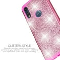 thumbnail image 3 of Value Pack + for Moto E (2020) Moto E7 with Tempered Glass Glitter Hard Case Hybrid Cell Phone Case Glitter Shock proof Edge Slim Bumper Scratch Cover (Pink), 3 of 4
