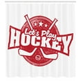 thumbnail image 3 of Ambesonne Hockey Shower Curtain, Let's Play Retro Style, 69"Wx75"L, Dark Coral White, 3 of 3