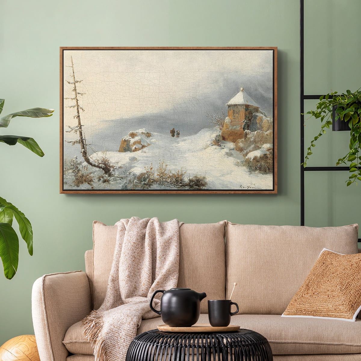 Vintage Landscape-CDIII By Wexford Home Framed in Walnut Wood Gallery Wrapped Canvas 27 in. x 41 in.