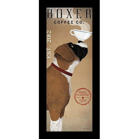 Framed Dog Prints buyartforless FRAMED Boxer coffee Co. Ryan Fowler advertisements vintage ads dogs print poster 8x20. ()