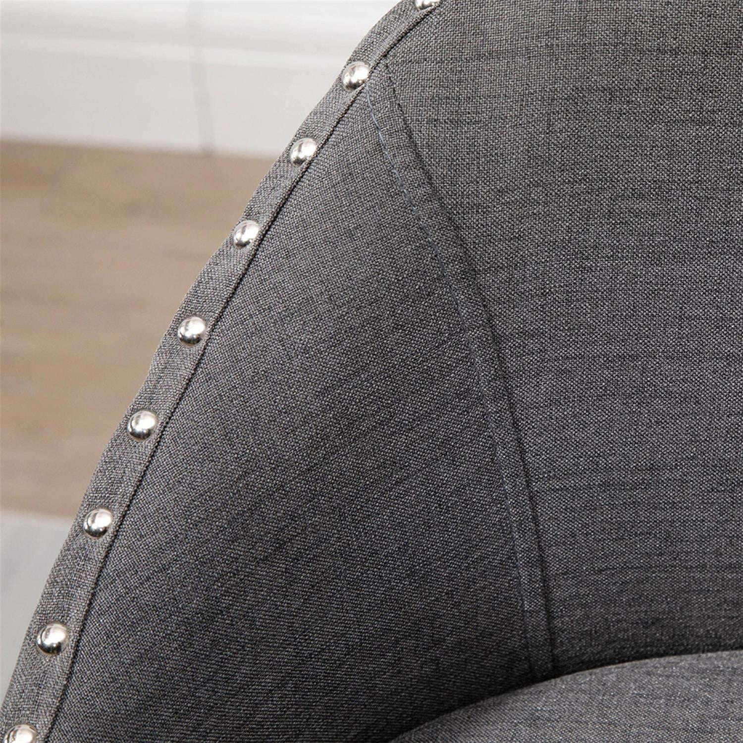 Demi Bonn Modern Bar Stool Set of 4, Cushioned Bar 26" Seat Height Stool with Nailhead Trim, Upholstered Back and Rubber Wood Legs for Kitchen, Dinning Room, Gray