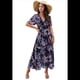 thumbnail image 2 of Vestido Cruzado de Verano para Mujer, con Cuello en V, Floral, Corta, para Invitadas de Boda, Informal, para Fiesta Negro M, 2 of 10
