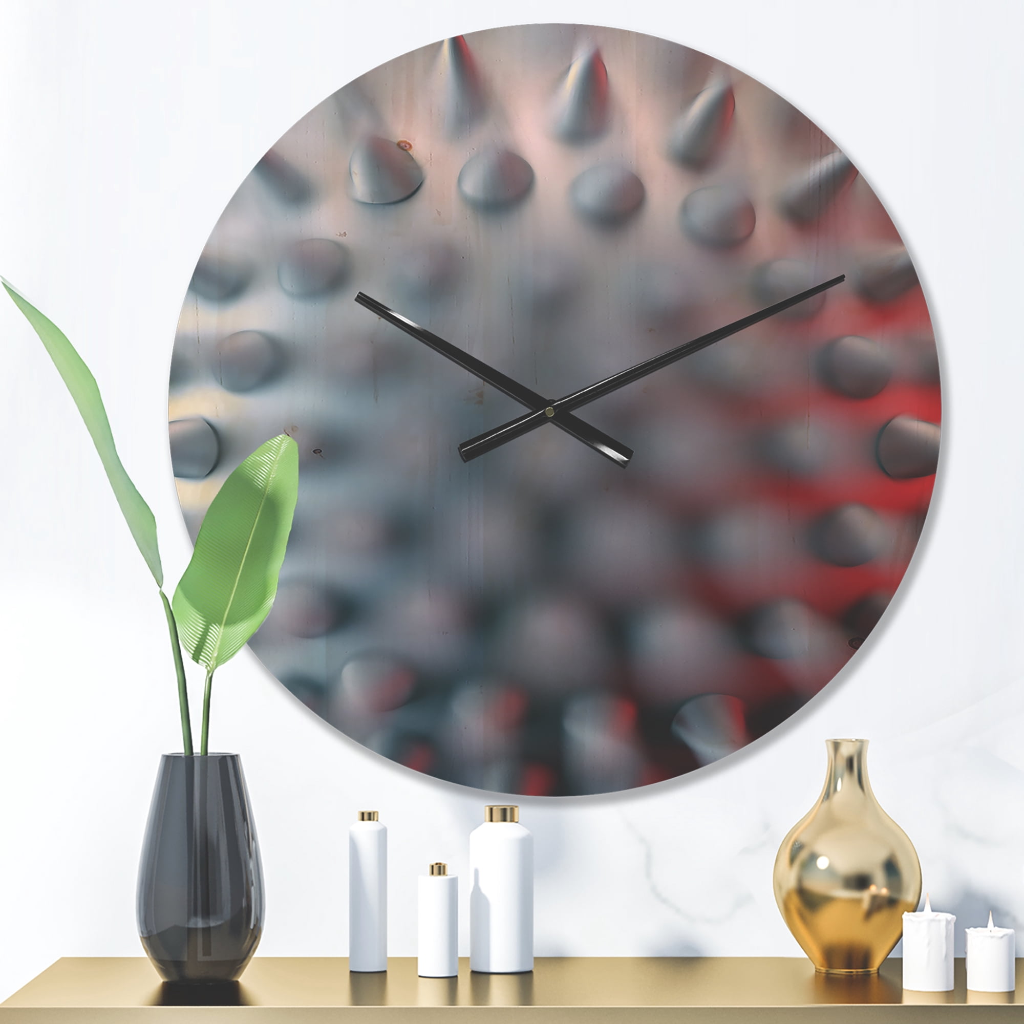 Designart 'Prickly Macro Texture Design ' Modern Wood Wall Clock