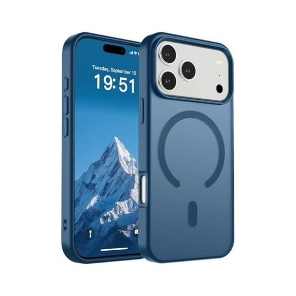 ZHU997 Magnetic for iPhone 17 Pro Case (Compatible with MagSafe)(Military Grade Drop Protection) Translucent Matte Shockproof with Anti-Fingerprint Phone Cover 2025,Deep Blue