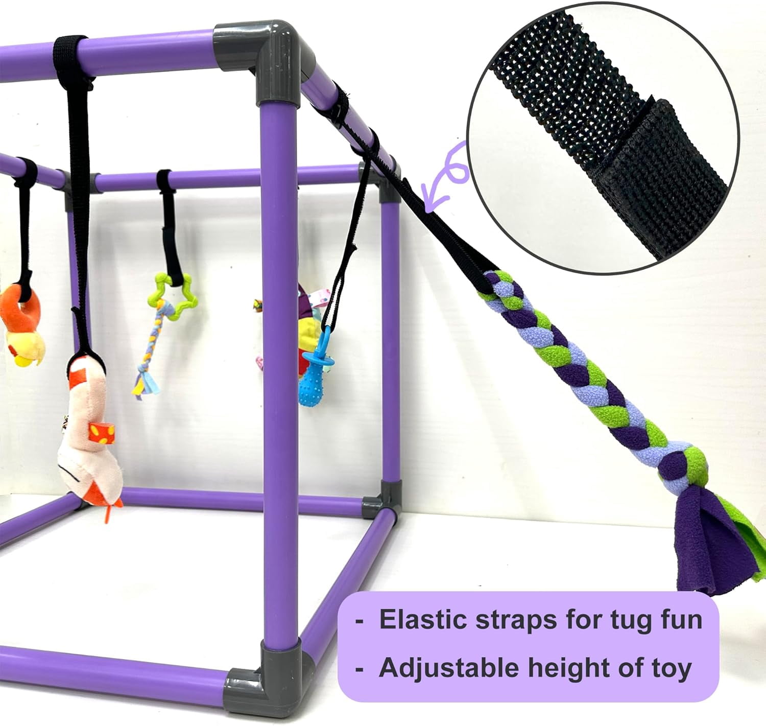 Puppy Play Gym for Small Dogs with 8 Hanging Toys, Jungle Playground with Interactive Funny Enrichment Toys to Keep Them Busy