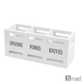 thumbnail image 4 of Rectangular Cutlery Storage Box - 6-Compartment Utensil Organizer For Knives, Forks, Spoons, Kitchen & Dining Tabletop Countertop Holder,white, 4 of 5