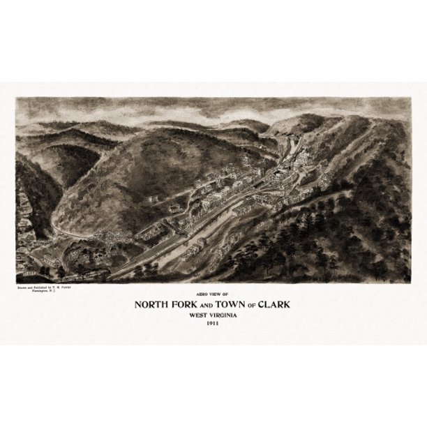 Historic Map of Northfork West Virginia 1911 McDowell County Poster