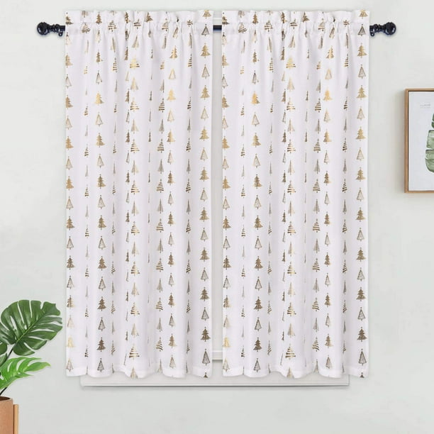 Caromio Tree Pattern Tier Curtains, 45 Inch Tier Curtains