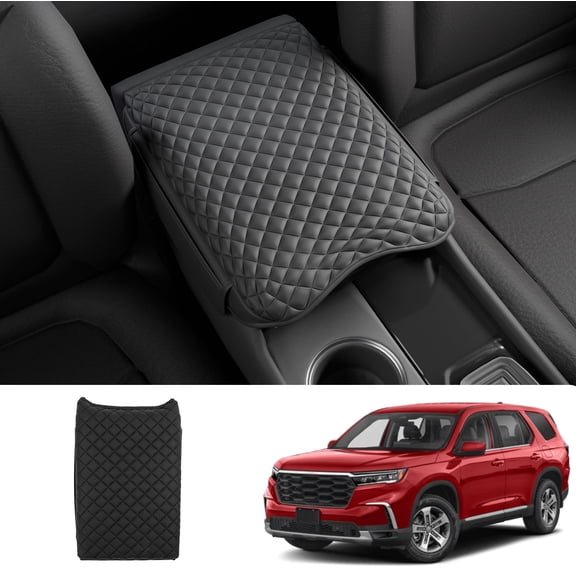 Armrest Cover Compatible with 2023-2026 Honda Pilot & 2024-2026 Ridgeline & 2024-2026 Passport Armrest Protector PU Leather Waterproof Car Armrest Pad Interior Accessories